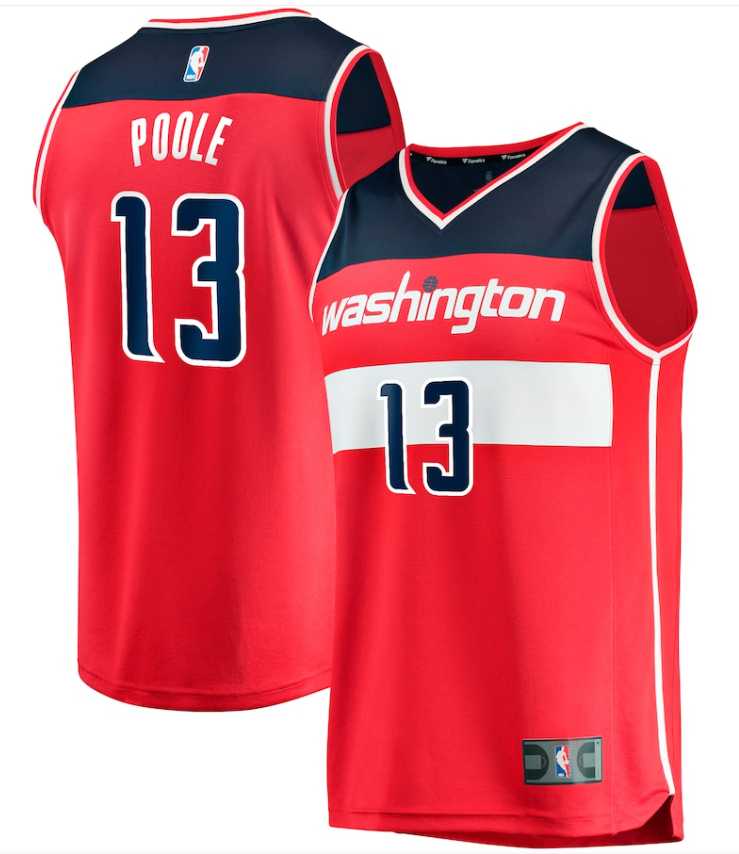 Mens Washington Wizards #13 Jordan Poole Red Icon Edition Stitched Jersey Dzhi->washington wizards->NBA Jersey